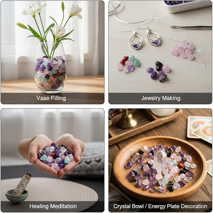 Erliway Deep Amethyst Crystal Chips Bulk for Vase Filler, 0.5 lb 7-9mm | Natural Crushed Crystal Stone for Spell Jar, Aquarium Gravel, Reiki Healing Meditation, Jewelry Making, Resin Art, Home Décor