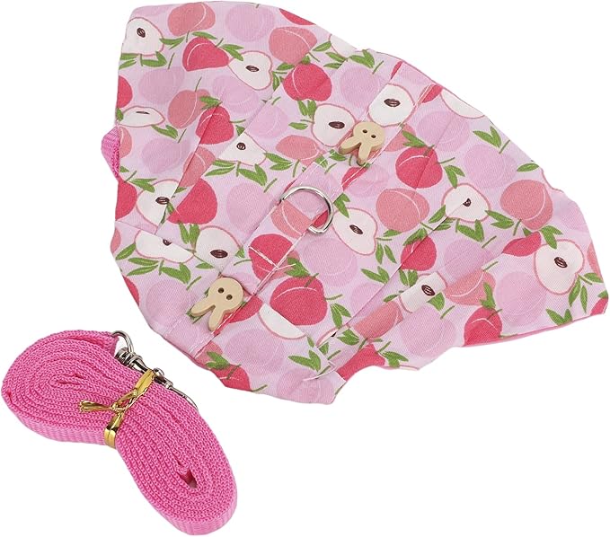 Rabbits Harness Leash Cute Breathable Pet Chest Traction Rope Set for Guinea Pigs Hedgehogs Soft Cotton Cloth Nylon Webbing Stylish Outfit (M)