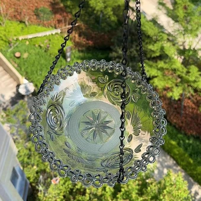 Hanging Bird Bath and Feeder - Outdoor Bowl, Garden Plate, Tray for Patio, Backyard Decor - Gift for Bird Lovers (Gray)