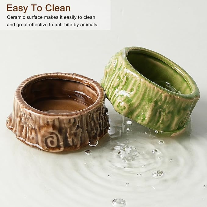 Hamster Food Bowl, 2 Packs Ceramic Tree Hamster Bowls Guinea Pig Food Dish Water Bowls for Gerbil Mouse Chinchilla Hedgehog
