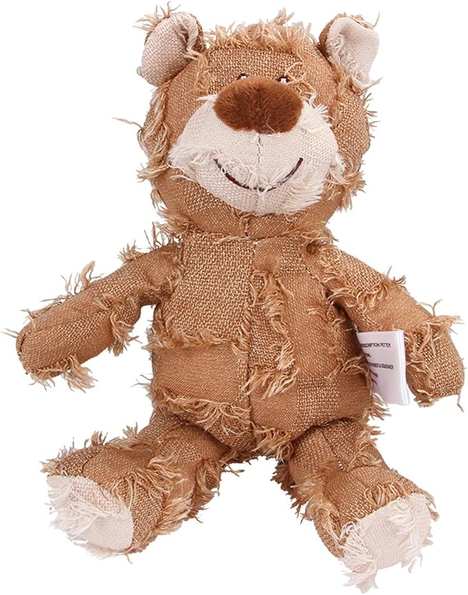 MAXBECK Dog Companion for Heavy Chewers- Indestructible Robust Bear Dog Toy, Resistant Squeaky Dog Toys for Heavy Chewers, Unbreakable Stuffed Plush Dog Toys for Aggressive Chewers (B-Oak)