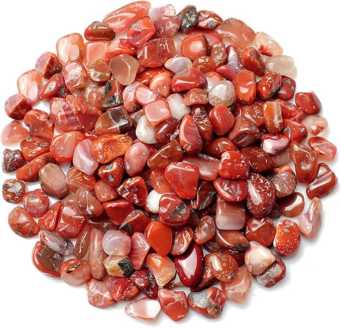 Decorative Stones, 1 Lb/460g (Fill 0.9 Cup) Natural Red Agate Pebbles Irregular Crystal Rock Gravel for Aquarium Turtle Tank Decoration/Succulent Plant Landscape/Flowerpot Vase Ornament
