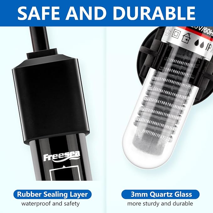FREESEA Aquarium Fish Tank Heater: 25W Small Betta Turtle Heating | Submersible Aquarium Heater with Preset 78°F Temperature for 1-5 Gallon Betta Turtle Freshwater Saltwater Tank