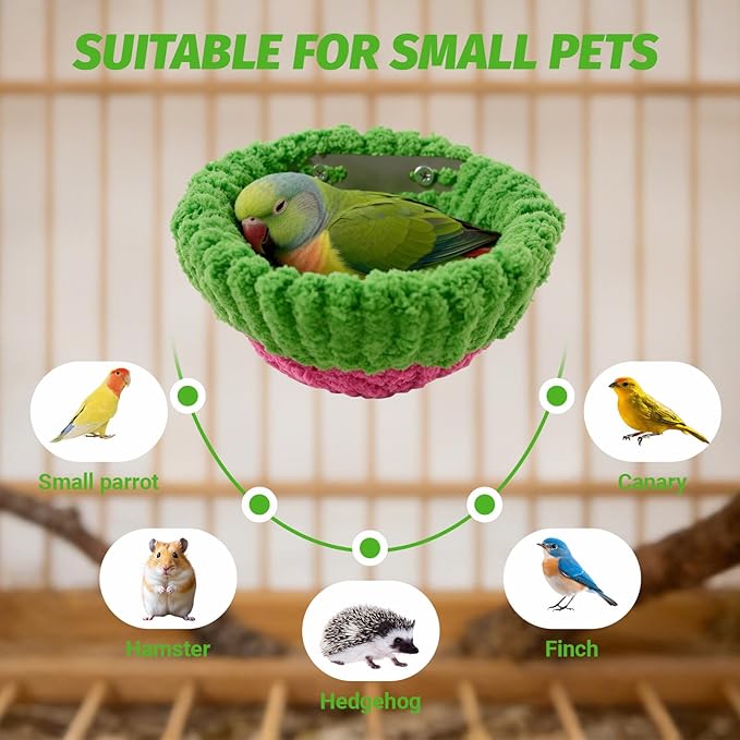 6.7in Plush Bird Nest for Cage, Warm & Comfortable Small Parrot Breeding Bed, Ideal for Budgies, Parakeets, Cockatiels, Lovebirds