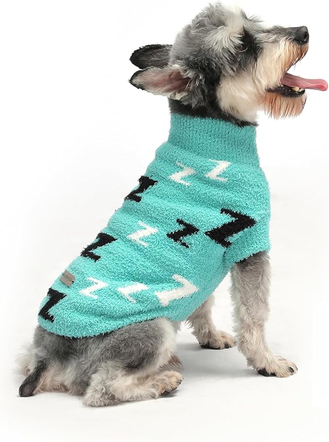 Dog Sweaters Dog Pullover Sweater Cold Weather Cable Knitwear Thick Warm Outfits for Medium or Large Dogs（Turquoise-XL