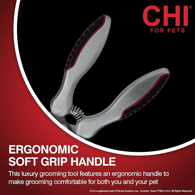 CHI for Dogs Nail Clipper for Large Breeds - Stainless Steel Dog Nail Trimmer with Safety Guard and Non-Slip Ergonomic Handle for Controlled Trimming of Thick Nails, Standard Nail Clipper, Large