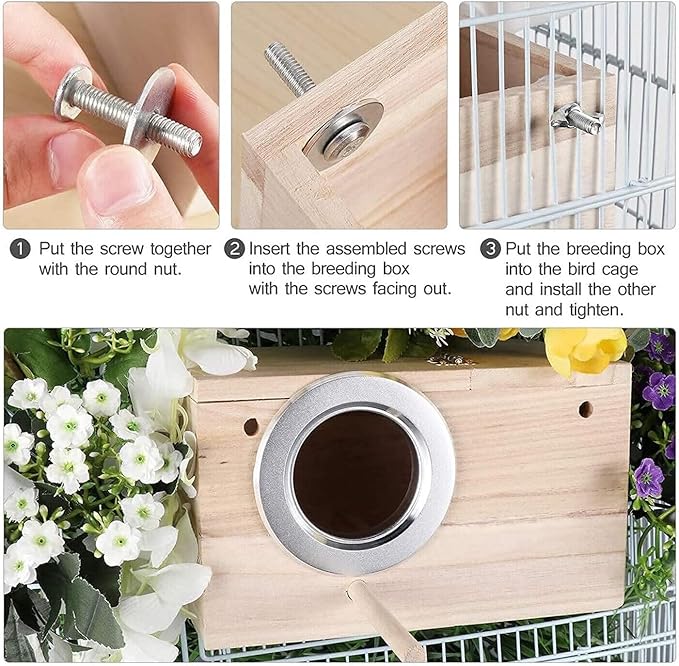 Parrot Breeding Box Wooden Bird Right Opening Incubator Warm House for Finches Bluebirds Sparrows Parakeets Lovebirds Pet Bird House Nest Box Bird Budgie Wood Breeding Box for Parrotlets Mating Box