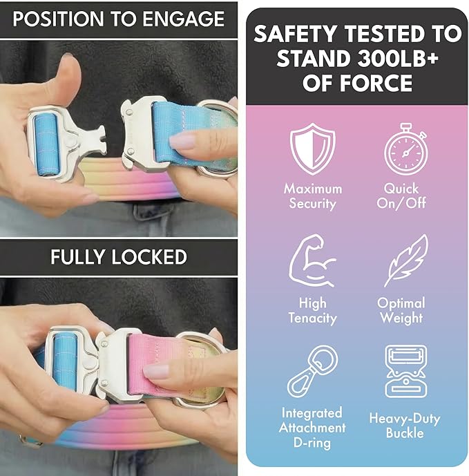Spark Paws Tactical Dog Collar - Heavy Duty, Premium Quality, Thick and Durable for Large and Medium Dogs - Pastel Icing - XS - 1"