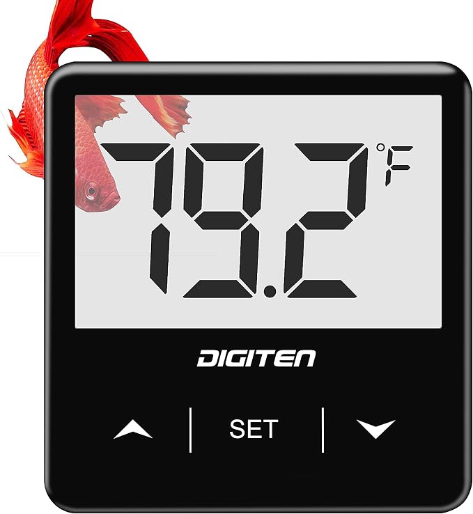 Aquarium Thermometer Digital Fish Tank Thermometer with Large LCD Display Stick On Water Terrarium Temperature Sensor Gauge for Reptiles Turtle Amphibians