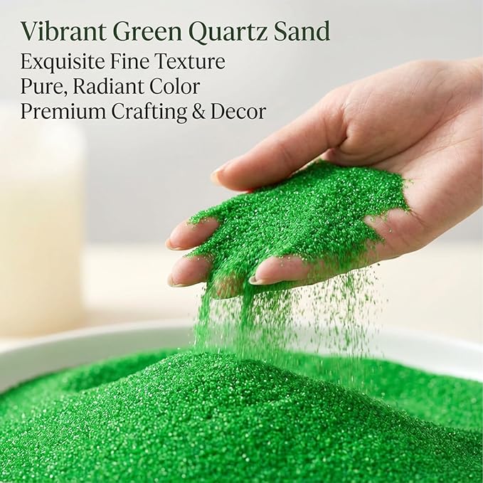 RAINFLOW 15 OZ Fine Green Sand for Crafts - Colored Quartz Zen Garden Sand Decorative for Vases Filler, Wedding Unity Ceremony, Incense Burner, Ritual Incense