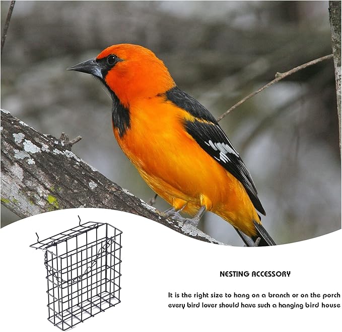 Bird Nesting Material Set Globe Humming Bird Nesters Hanging Bird House for Outdoor Wild Bird Nesting Station Cozy Resting Place, black (z33)