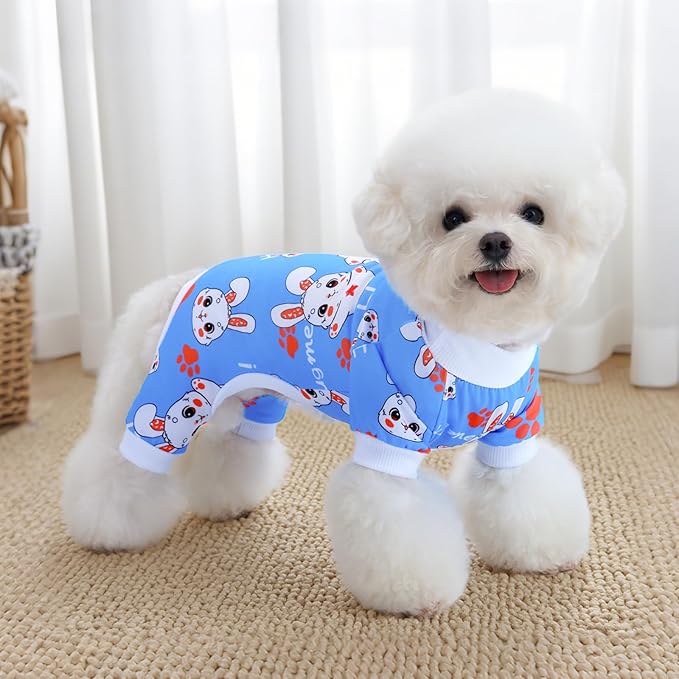XPUDAC 4 Pieces Dog Pajamas for Small Dogs Pjs Clothes Puppy Onesies for Doggie Duck Shirts Sleeper for Pet Cats Jammies-L