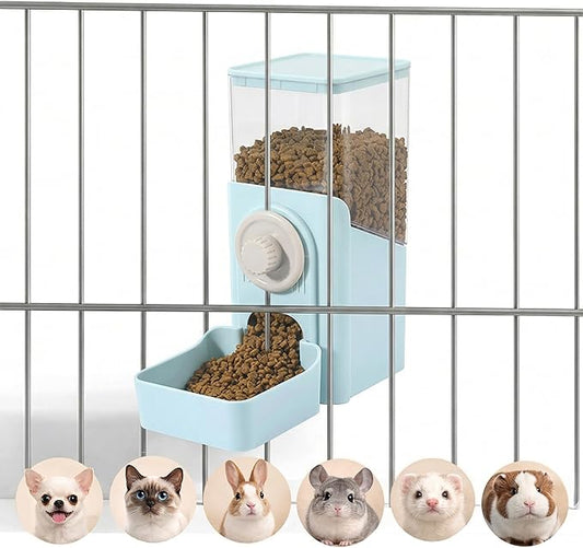 Auto Gravity Food Dispenser for Cage Hanging, 41OZ Capacity Hanging Automatic Pet Cage Feeder, Food Bowl for Cats Dogs Rabbit Ferret Chinchilla Bird Hedgehog Guinea Pig (Light Blue)