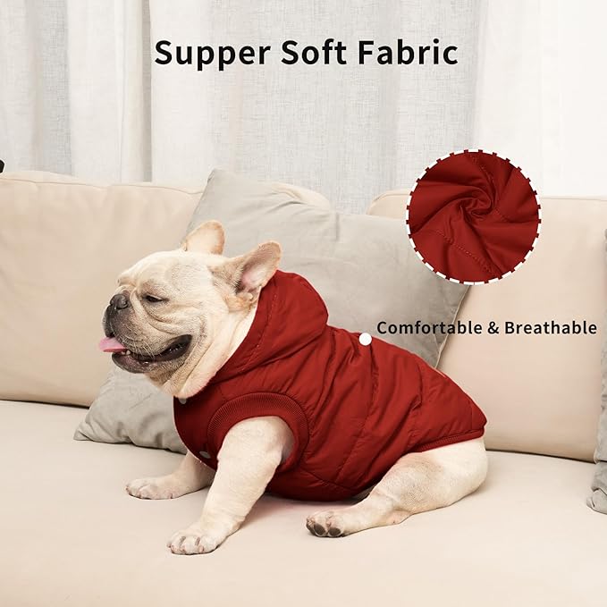 Vecomfy Fleece Lining Extra Warm Dog Hoodie in Winter for Large Dogs Jacket Pet Coats with Hooded,Red XL