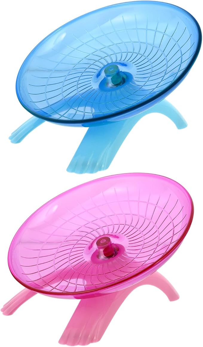 DOITOOL 2pcs Hamster Running Wheel 18cm Plastic Flying Saucer Exercise Wheel for Small Pets Hamster Activity and Plaything Set