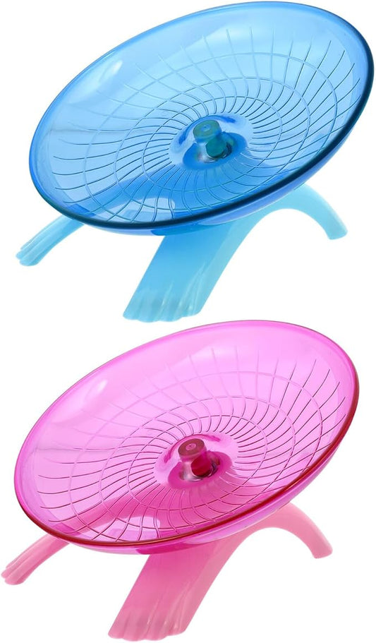 DOITOOL 2pcs Hamster Running Wheel 18cm Plastic Flying Saucer Exercise Wheel for Small Pets Hamster Activity and Plaything Set