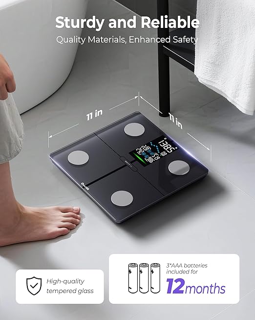 Ovutek Smart Scale for Body Weight, Professional Bathroom Digital Scale with BMI, Body Fat, Muscle Mass, Most Accurate to 0.05lb, Large Display High Accurate Body Composition Machine with Fitness App