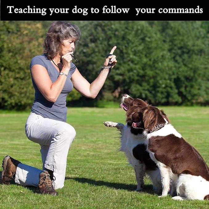 Dog Whistle to Stop Barking, Adjustable Pitch Ultrasonic Training Tool Silent Bark Control for Dogs-2 Free Lanyard Strap with Pack of 2 PCS Pet Whistle