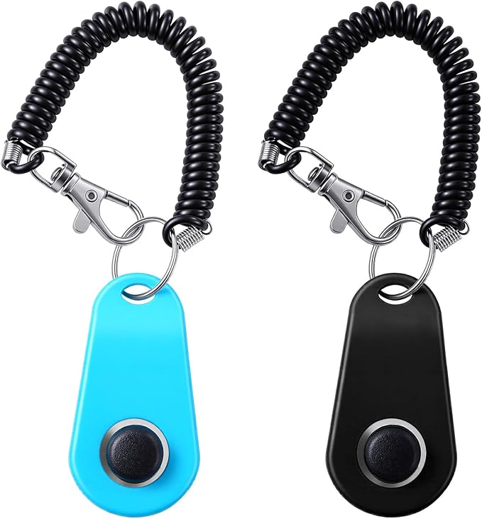 Pet Clicker for Dogs/Cats/Horses/Birds or Other Animals - Finger Clickers for Training (Black+Blue)