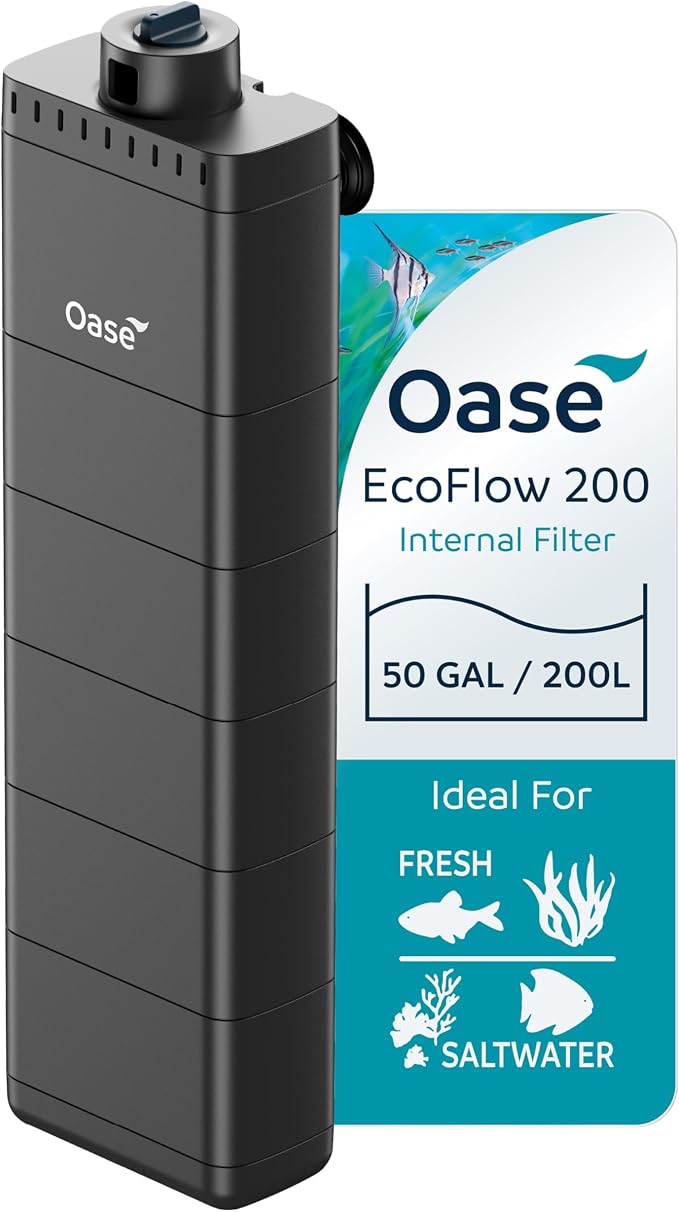 Oase EcoFlow 200 Internal Aquarium Filter – Quiet Submersible Multi-Stage Filter (Biological & Mechanical), Custom Flow, Easy-Clean Modules, For Freshwater, Saltwater Tanks up to 50 Gal (200L)