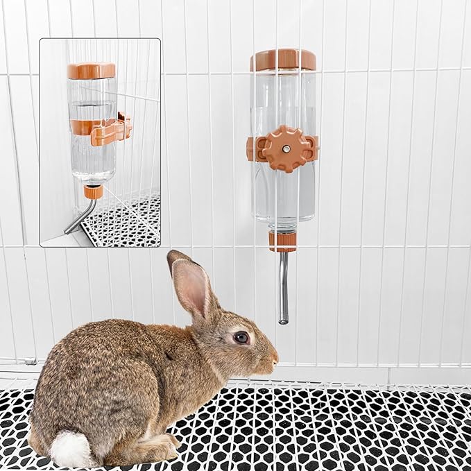 LOS ANDES 16.9oz Small Animal Water Bottle for Cage,Crate, Top Fill Water Dispenser for Guinea Pigs/Bunnies/Ferrets/Squirrel/Hedgehog/Hmaster, BPA Free, Updated Mouth, Orange