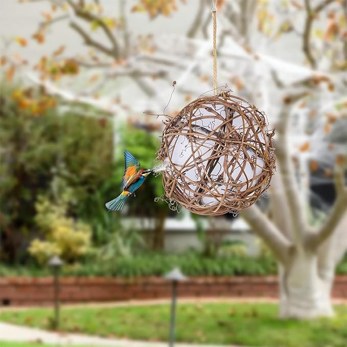 2PCS Handmade Birdhouse Materials, 2025 New Bird Nesting Ball Material for Wild Birds, Hummingbird Nesting Humming Bird House Material Gifts for Bird Watching Nature Lovers, 2Pcs 3.15in