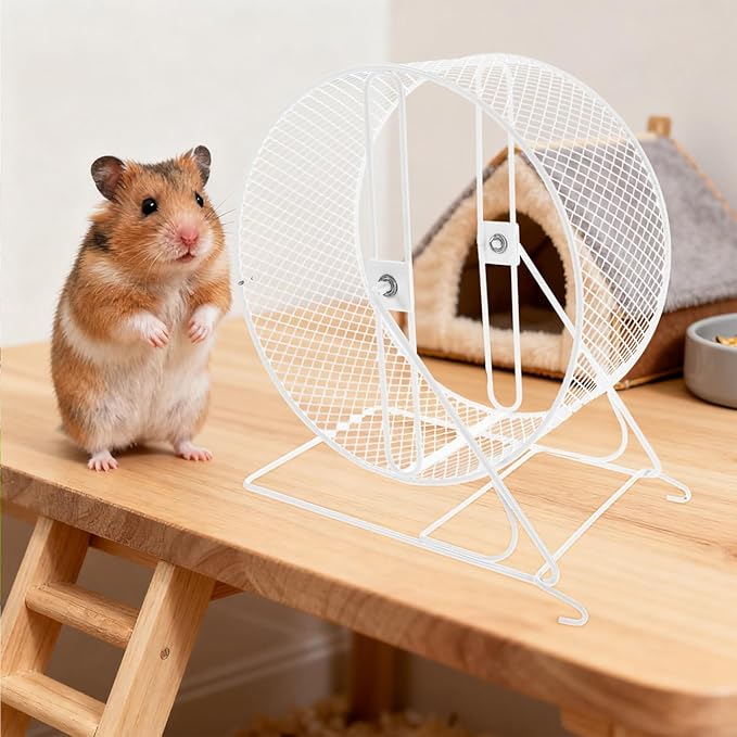ibasenice Silent Hamster Wheel 9.25In Metal Small Animal Exercise Wheel Quiet Running Toy for Hamsters Gerbils Mice with Textured Surface for Nail Care