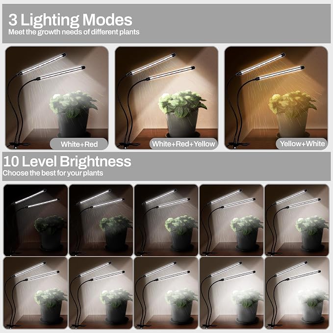 LEOTER Grow Lights for Indoor Plants - 84 LED Full Spectrum Clip Plant Growing Light (2 Heads Light)