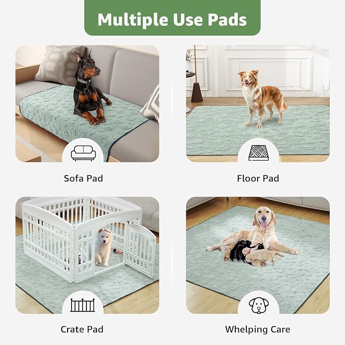 LOOBANI Washable Pee Pads for Dogs: 72"x72" Super Absorbent Reusable Dog Pee Pads Extra Large, Waterproof and Leakproof Whelping Pad for Potty Training, Playpen, Crate,Floor and Bed