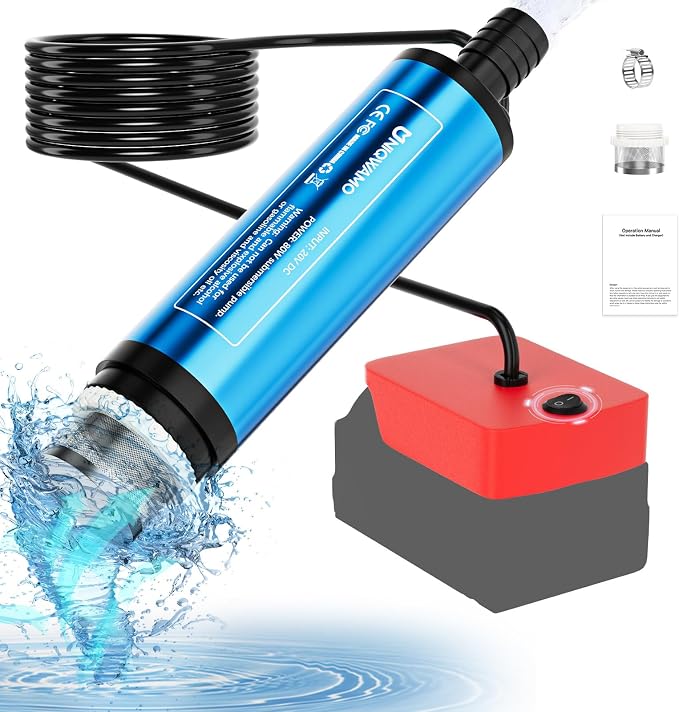 Cordless Submersible Water Pump Compatible for Milwaukee 18V Battery | 400GPH Portable Transfer Water Pump for Camping Tub Garden RV Pond Draining Job Sites(No Battery)