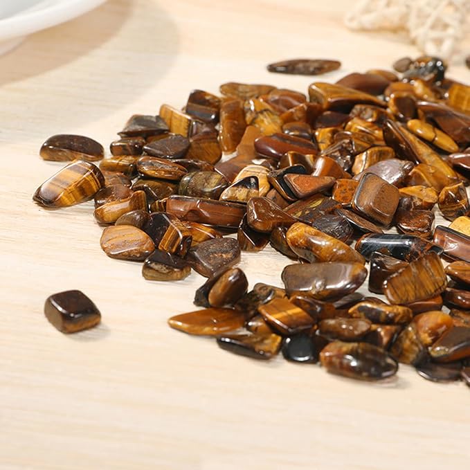 Erliway Tiger's Eye Crystal Chips Bulk for Vase Filler Craft, 0.5 lb 7-9 mm | Natural Crushed Crystal Stone for Spell Jar, Aquarium Gravel, Reiki Healing Meditation, Jewelry Making, Resin Art, Home Décor