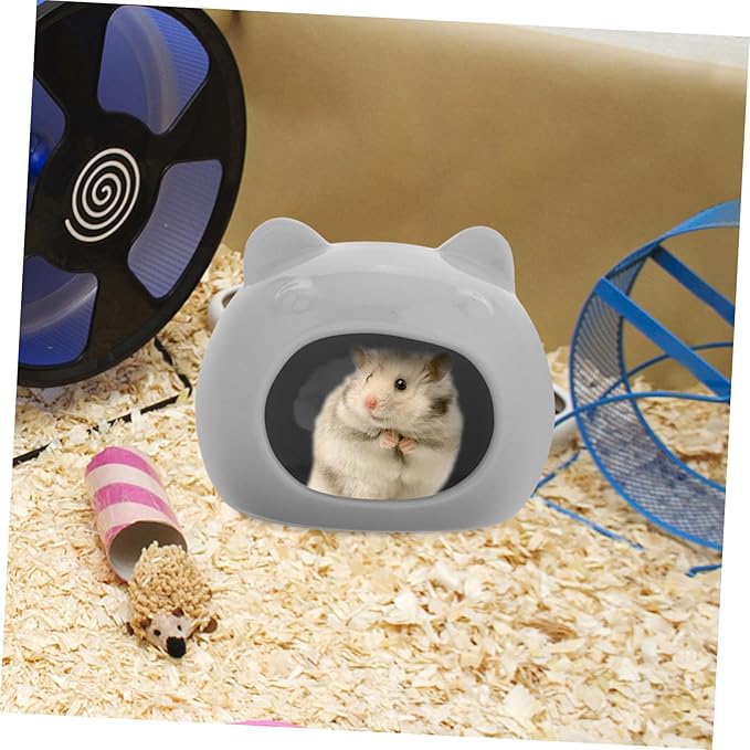 Ceramic Hamster Hideout Cozy Small Animal House for Hamsters Gerbils and Chinchillas Washable Nest Cave Comfortable Sleeping Space for Small Pets Versatile Design