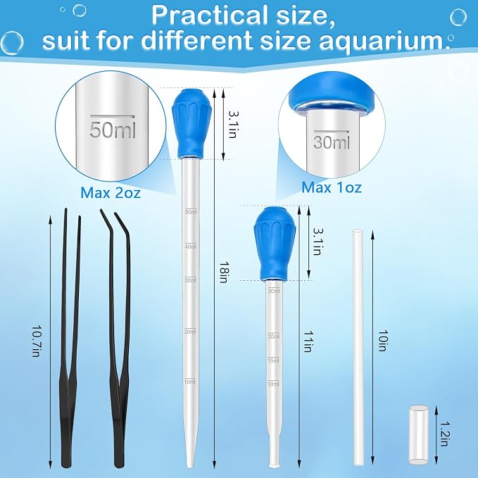 5In1 Aquarium Coral Feeder Kit, Droppers, Straight/Curved Tweezers, Black | Coral Feeder Kit 60ml And 30ml Droppers, Extender Pipe, Straight And Curved Tweezers, For Reef Feeding And Aquarium Cleaning