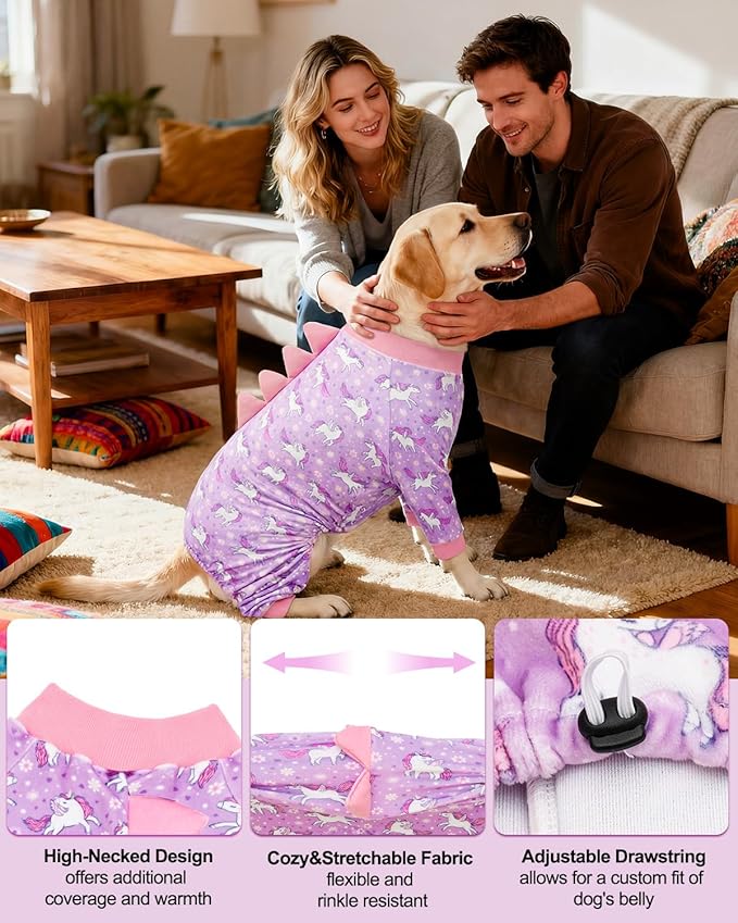 CuteBone Dinosaur Costume Dog Pajamas, Stretchy Spandex Crystal Velvet Sleepwear Coat for Small Dogs, Soft & Warm Pet Outfit Clothes for Cold Weather, Cozy Pullover Design COSP11-3XL