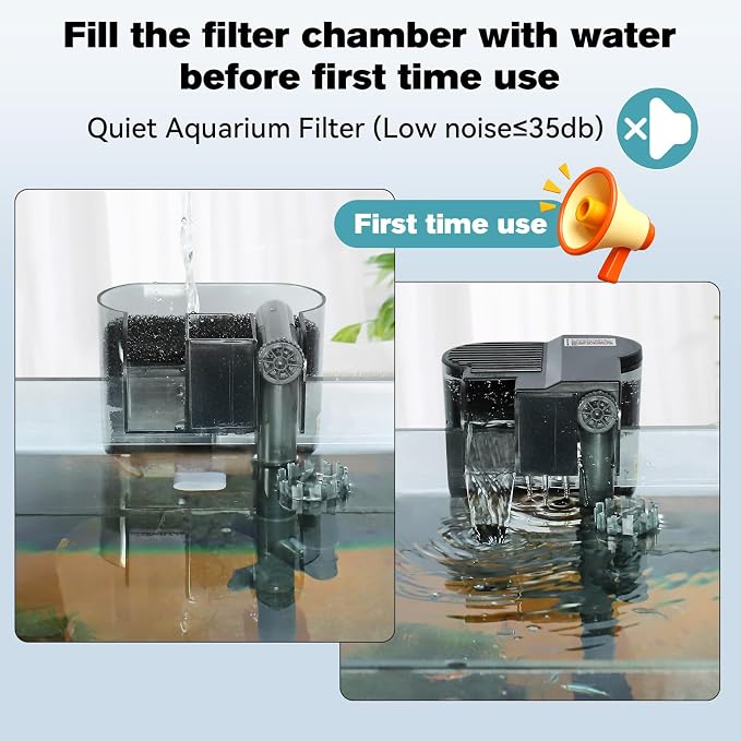 hygger 4.5W Hang On Back Aquarium Filter with Replacement Cartridges 3 Set