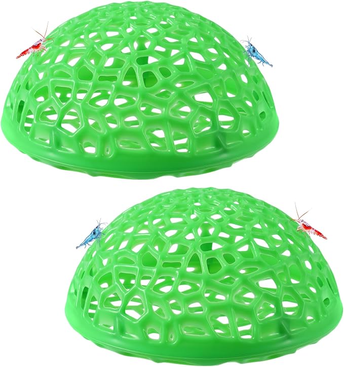 2 Pack Aquarium Shrimp Hide Cave, Porous Shrimp Hideout Shelter for Breeding & Molting, Detachable Tunnel Ornament for Fish Tank, Shrimp & Small Fish (Green)