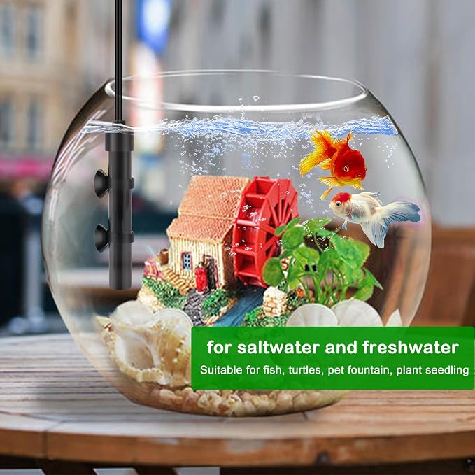 Small Submersible Aquarium Heater, Adjustable Mini Fish Tank Heater 15W 25W 50W with External Temperature Controller, Digital Display, Alumina Ceramic, for 3/5/10 Gallons (25W)