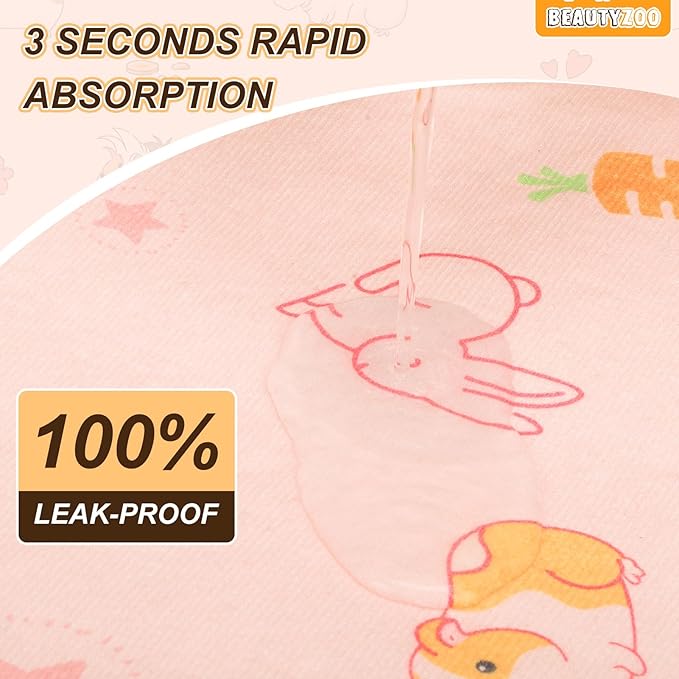 BEAUTYZOO 2 Pack Guinea Pig Cage Liners, Washable Reversible Fleece Guinea Pig Bedding, Waterproof Super Absorbent Pee Pads for Small Animals Rabbit - 24" x 47" Pink