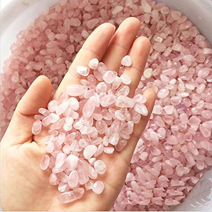 WAYBER Natural Crushed Rose Quartz Pink Crystal Decorative Stones, 2 Pounds | Toxin-Free, Fade-Resistant, Ideal for Reiki Healing, DIY Crafts, Vase Filler, Aquarium & Bonsai Decoration