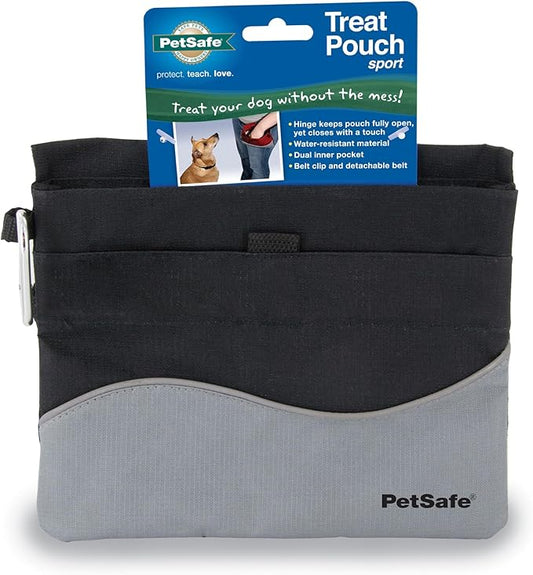 PetSafe Treat Pouch Sport - Easy Access Waterproof Treat Pouch for Daily Use - Convenient Phone & Keys Carry with Divided Inner Pocket & Front Storage Pocket - Adjustable Fit - Standard - Black