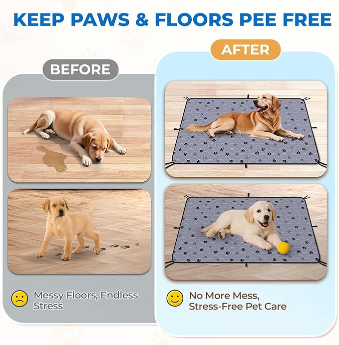 Fostanfly Washable Pee Pads for Dogs, 2 Pack Large 36"x41" Ultra-Absorbent and Leak-Proof Non-Slip Reusable Potty Training Pads for Dogs, Cats, Puppy, Potty Training of Add 8 Lanyards