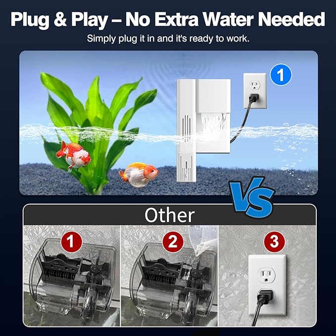 Hang On Back Aquarium Filter for 15 Gallons Fish Tanks, 2-Stage Multi-Stage Filtration with Surface Skimmer, Ultra Quiet HOB Power Waterfall Filter for Freshwater