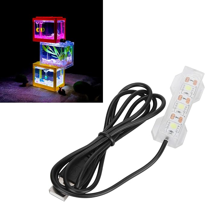 GLOGLOW Aquarium Light, USB Aquarium Light Weight Small Water Plant Light Fish Desktop Mini Decoration Soft LED Lighting Lamp