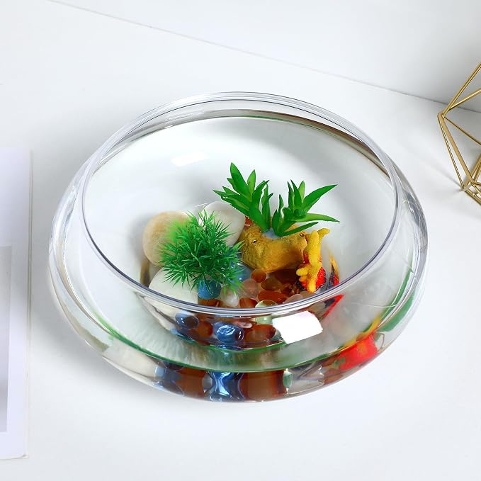 Toddmomy Clear Aquarium Tank Transparent Fish Bowl for Betta Goldfish Plants Desktop Aquarium Tank for Home Office Garden Wedding Decor 9.52 X 9.52 X 3.93 in