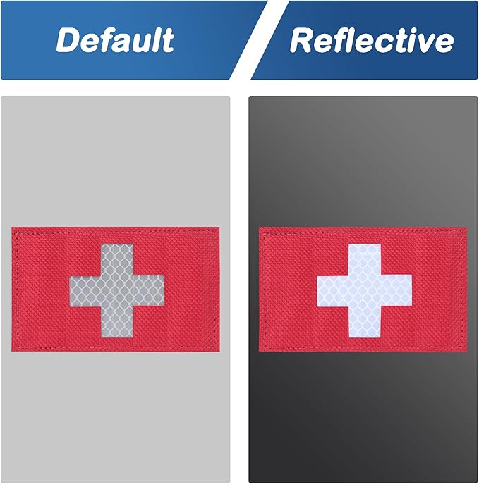 2-Pack Medic Patch First Aid Red Cross Medical Patches Reflective Morale for Tactical Gear Military Backpacks Bags Jackets Clothing (3"x2")