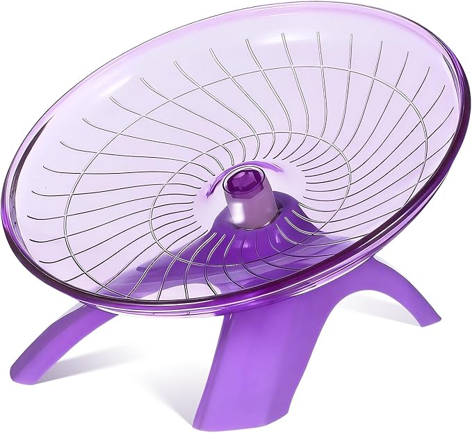 Homoyoyo Silent Flying Saucer Hamster Wheel for Small Pets, Violet Plastic Running Wheel Suitable for Hamsters, Gerbils, Chinchillas, Guinea Pigs, and Hedgehogs, Quiet Exercise for Cage Use