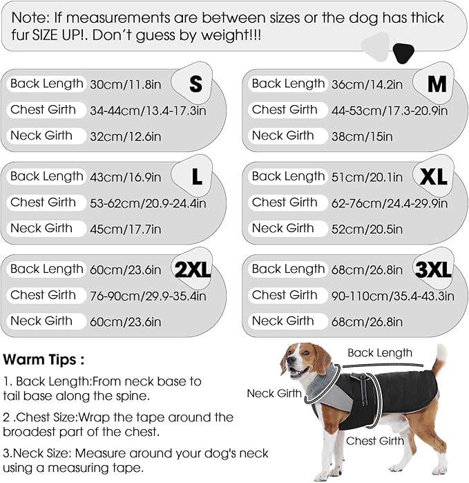 Nanaki Large Dog Coat Rainproof-Warm Giant Breed Dog Jacket With Leash Hole, Fleece Lining Reflective Great Dane Winter Coat Doberman Jacket For Cold Weather Outdoor Walking Hunting, Camping,Black 3XL