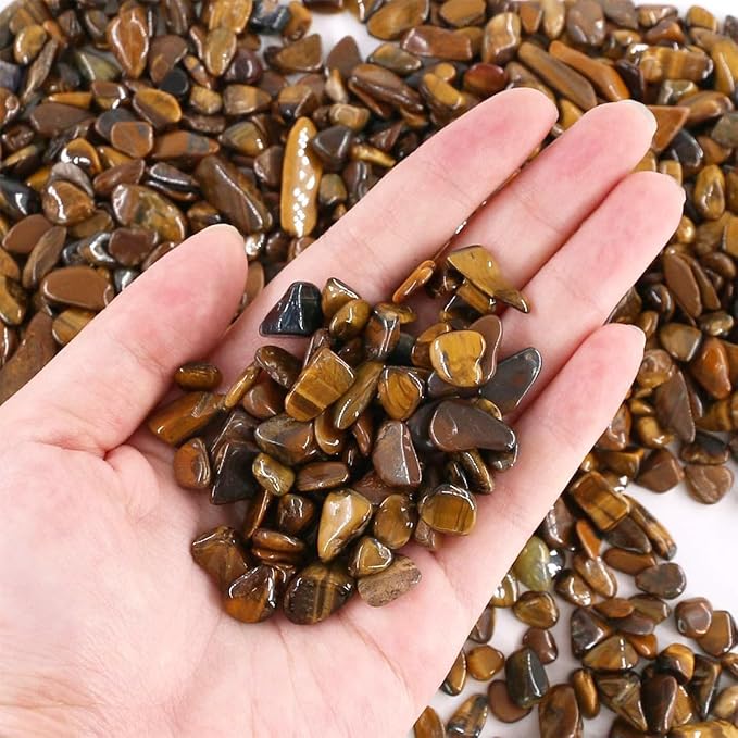 WAYBER Natural Crushed Golden Tiger's Eye Quartz Decorative Pebbles, 2 Lbs | Toxin-free, Colorfast, Great for Reiki Healing, DIY Crafts, Vase Filler, Aquarium Landscaping & Planter Décor