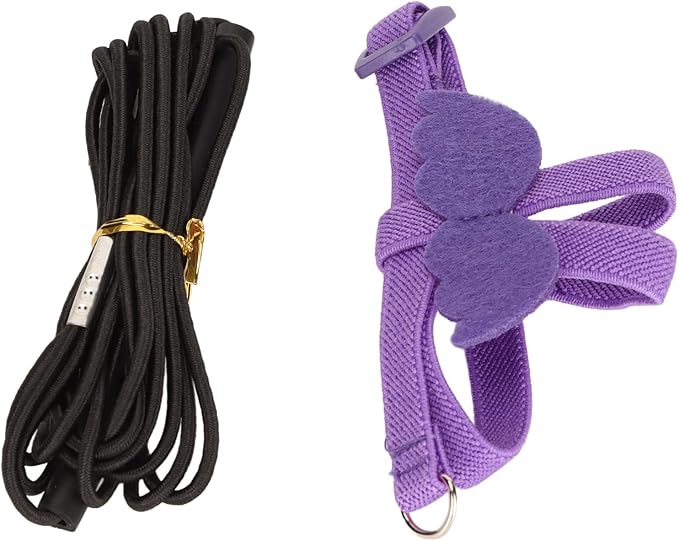 Bird Harness and Leash Adjustable Bite Traction Rope for Training or Outdoor Walks Bird Accessories (Purple)