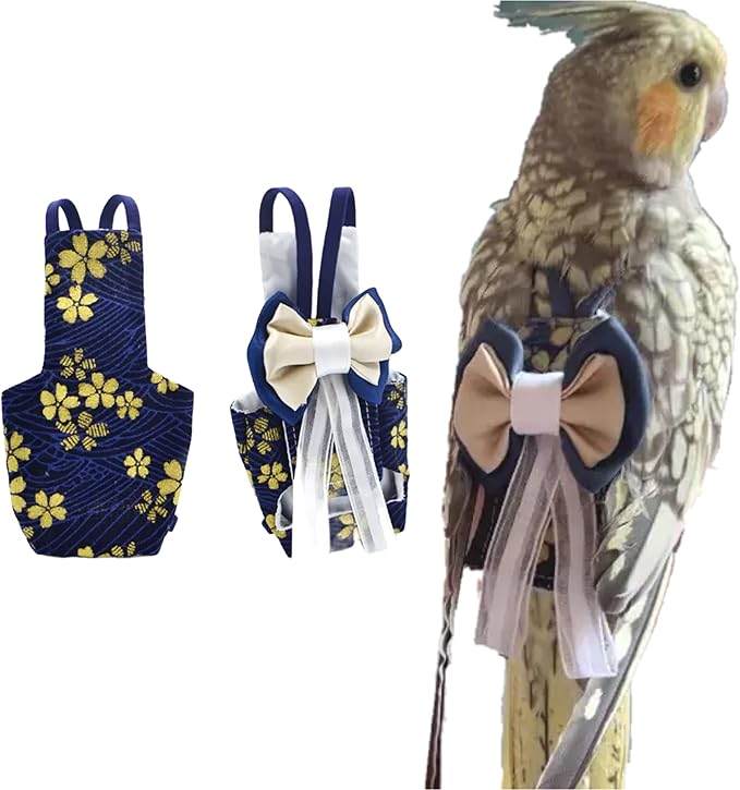 Bird Flight Suits Diapers, Parrot Flight Suits Diapers for Monk Parakeets, Cockatiels Flight Suits, Parrot Clothes, Bird Training Nappy Suit Liners Clothes (M, Navy)